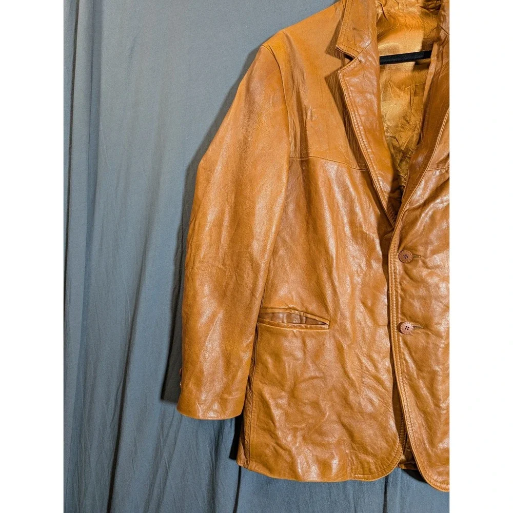 London Fog  Brown Leather Blazer Men's Size‎ 42 Reg